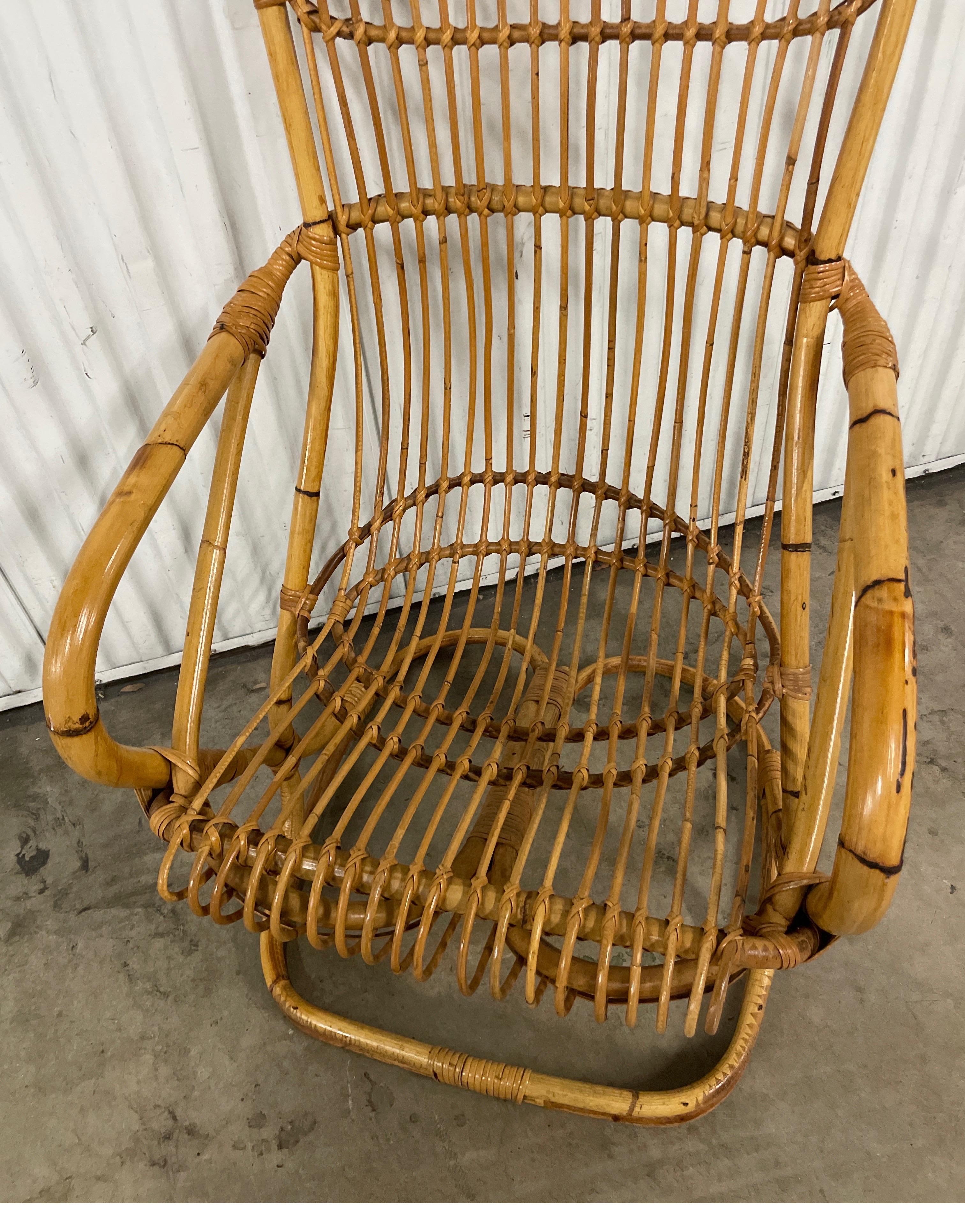 Vintage Italian Bamboo Chair by Tito Agnoli For Sale 2