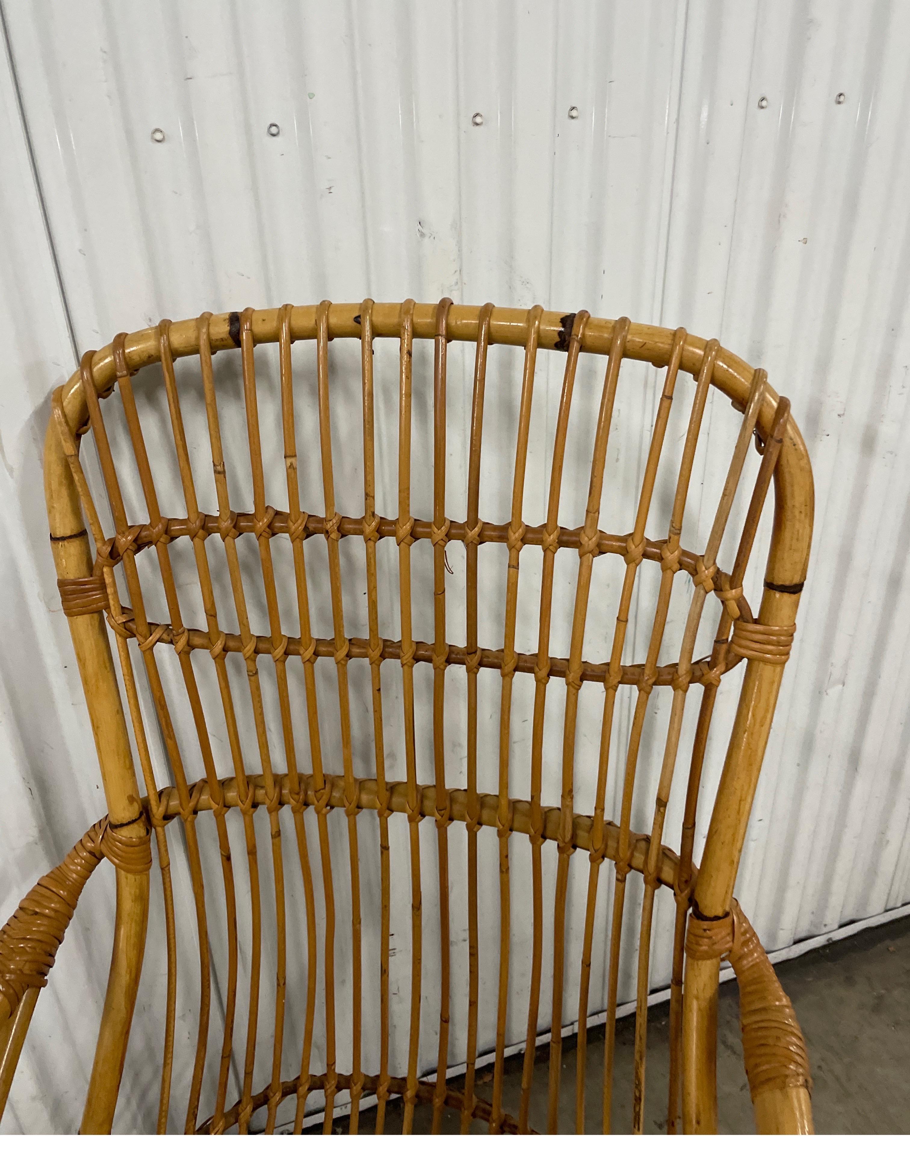 Vintage Italian Bamboo Chair by Tito Agnoli For Sale 3