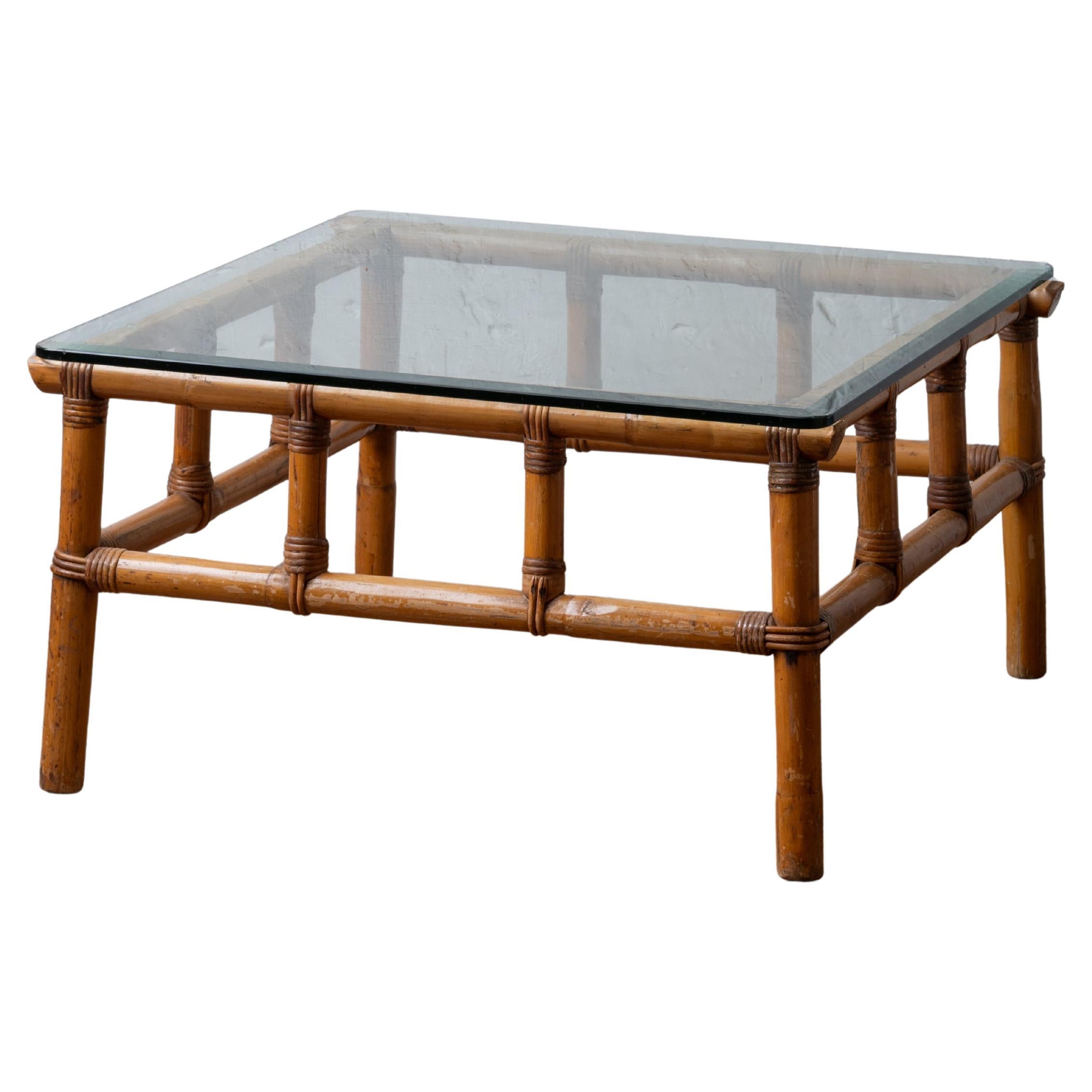Vintage Italienischer Bambus Couchtisch