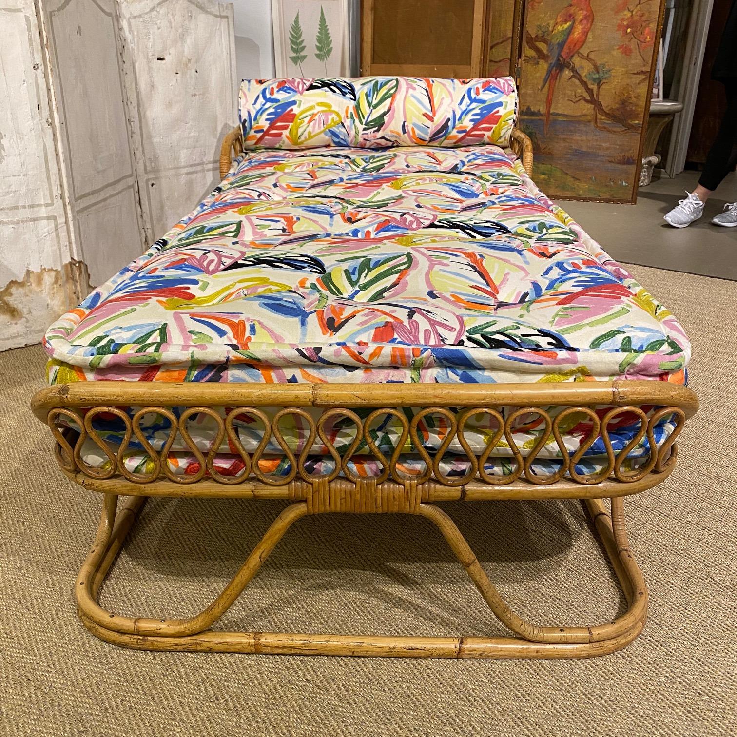 Mid-20th Century Vintage Italian Bamboo Daybed For Sale