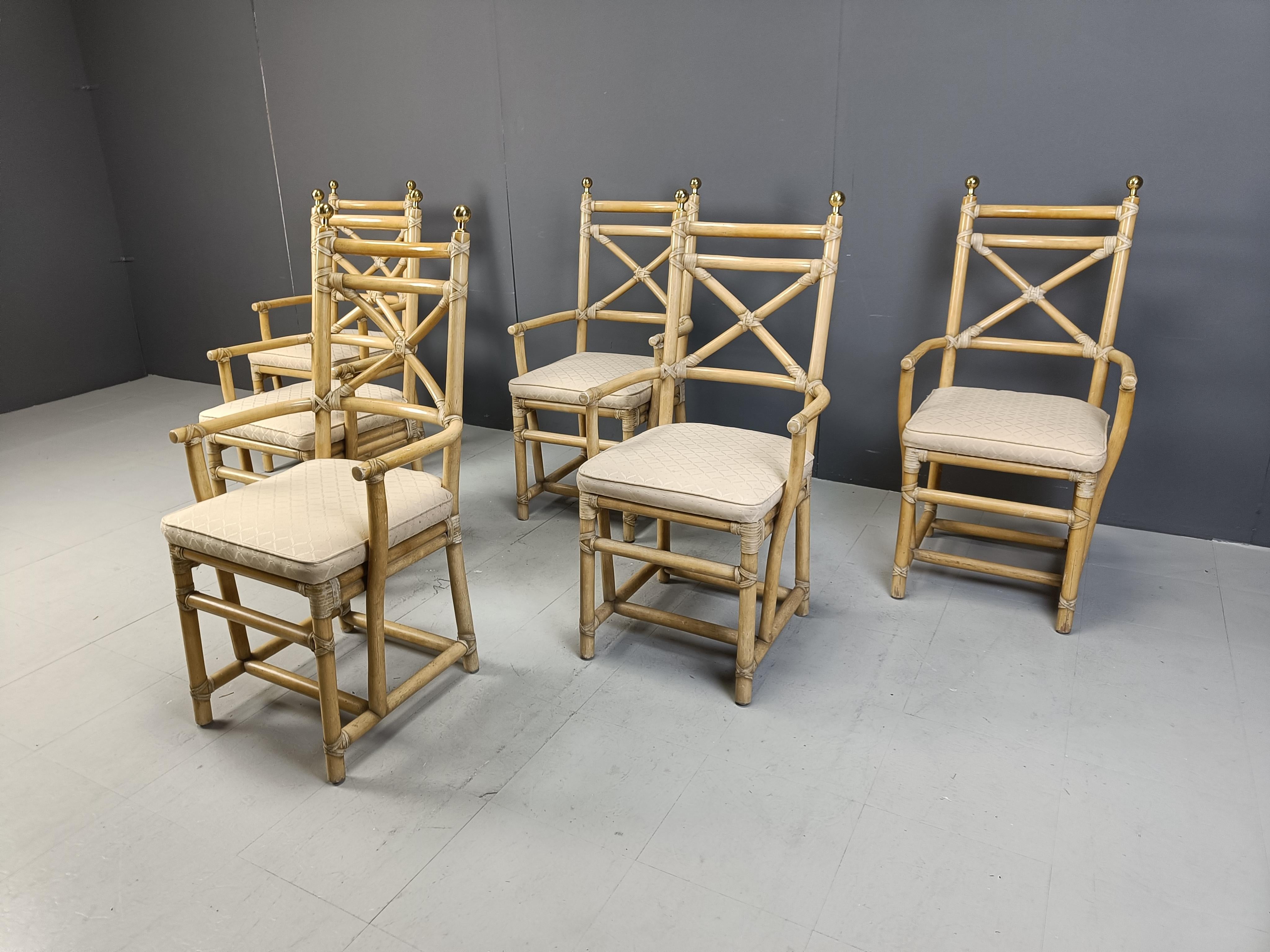 Brass Vintage Italian bamboo dining chairs by Gasparucci, 1980s