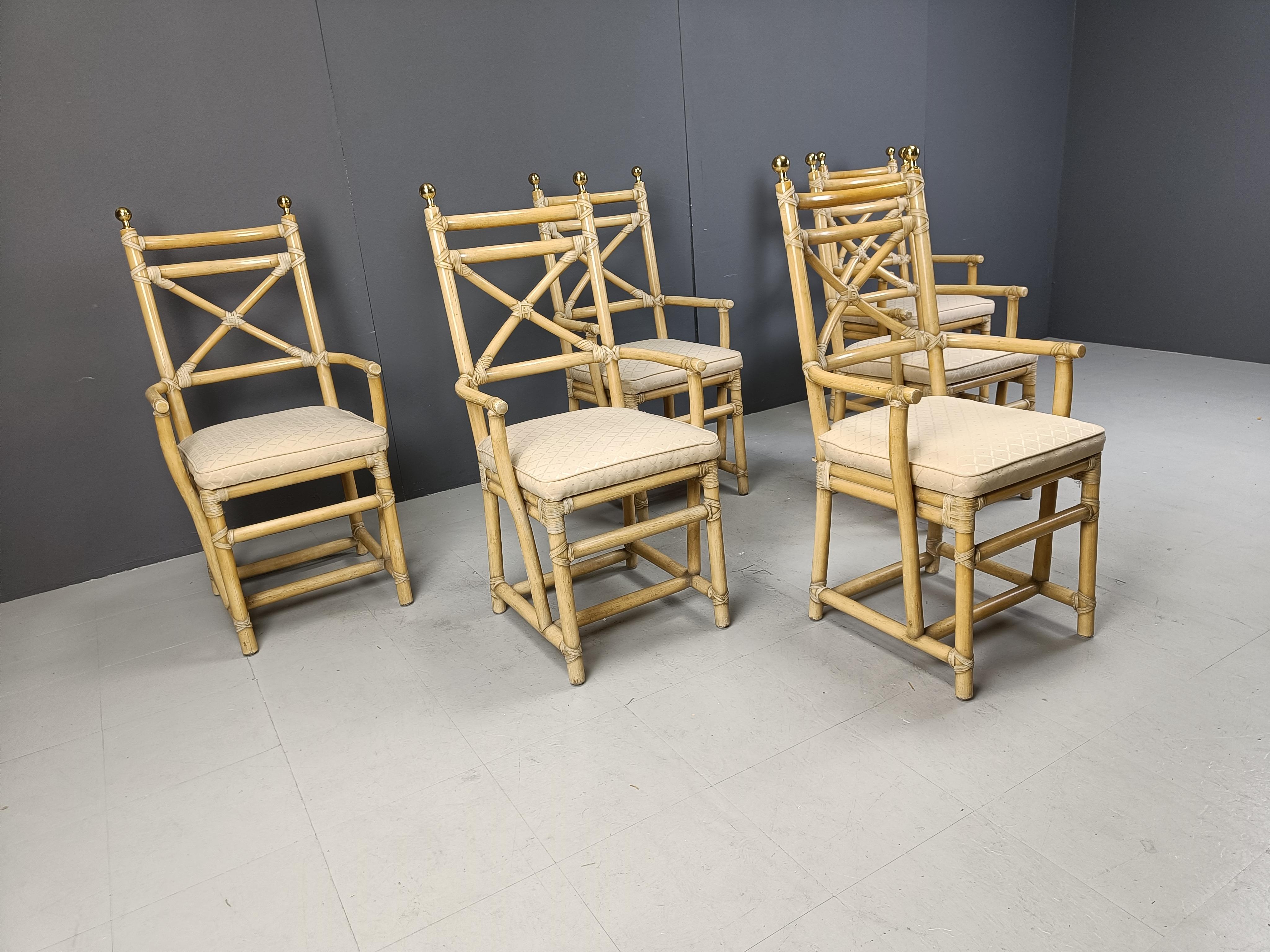 Vintage Italian bamboo dining chairs by Gasparucci, 1980s 1