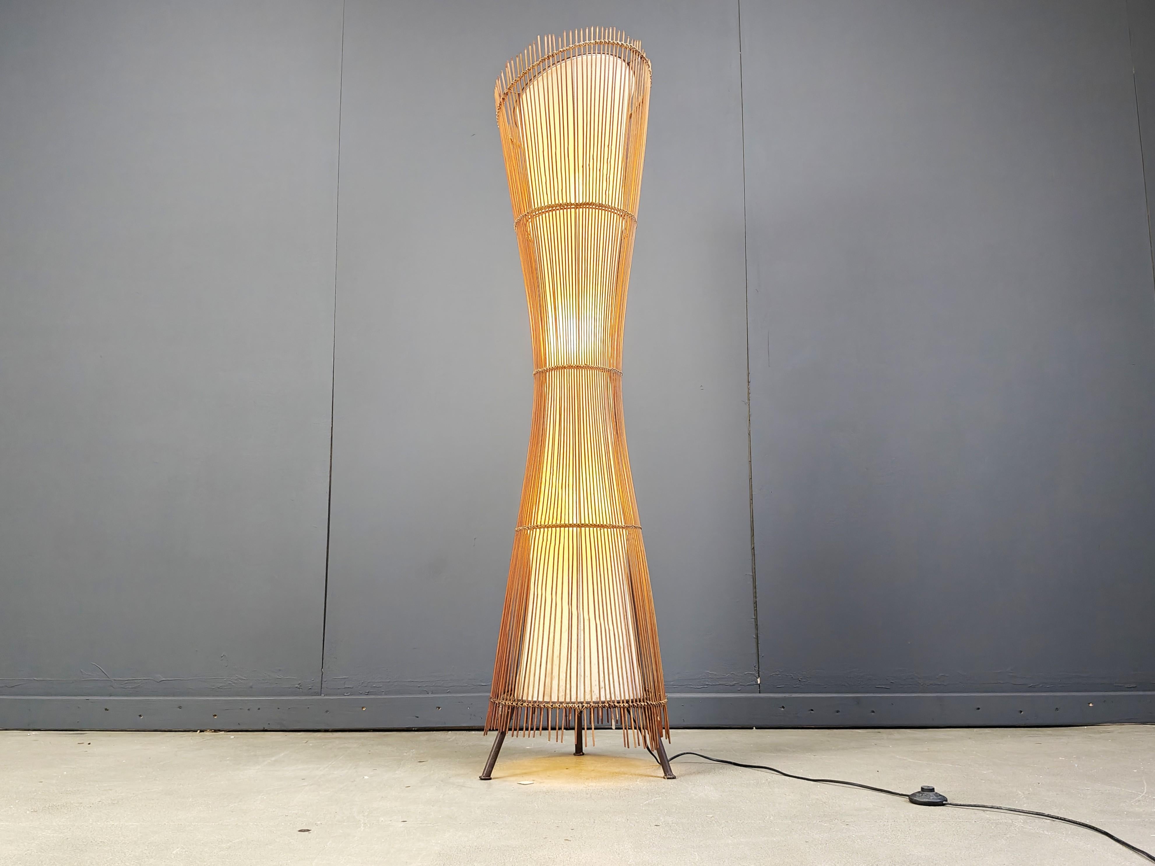 Italian Vintage italian bamboo floor lamp, 1960s For Sale