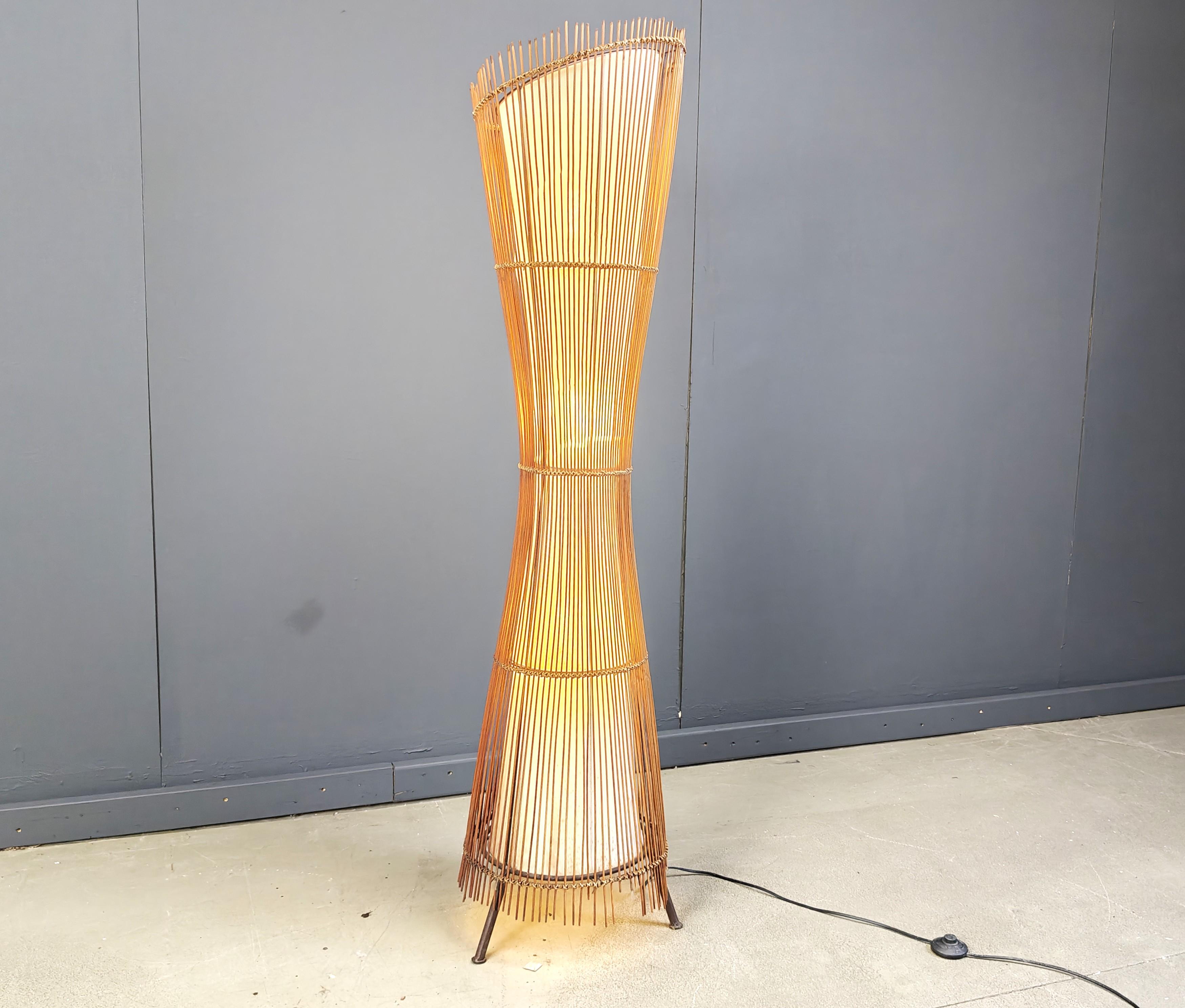 Mid-20th Century Vintage italian bamboo floor lamp, 1960s For Sale