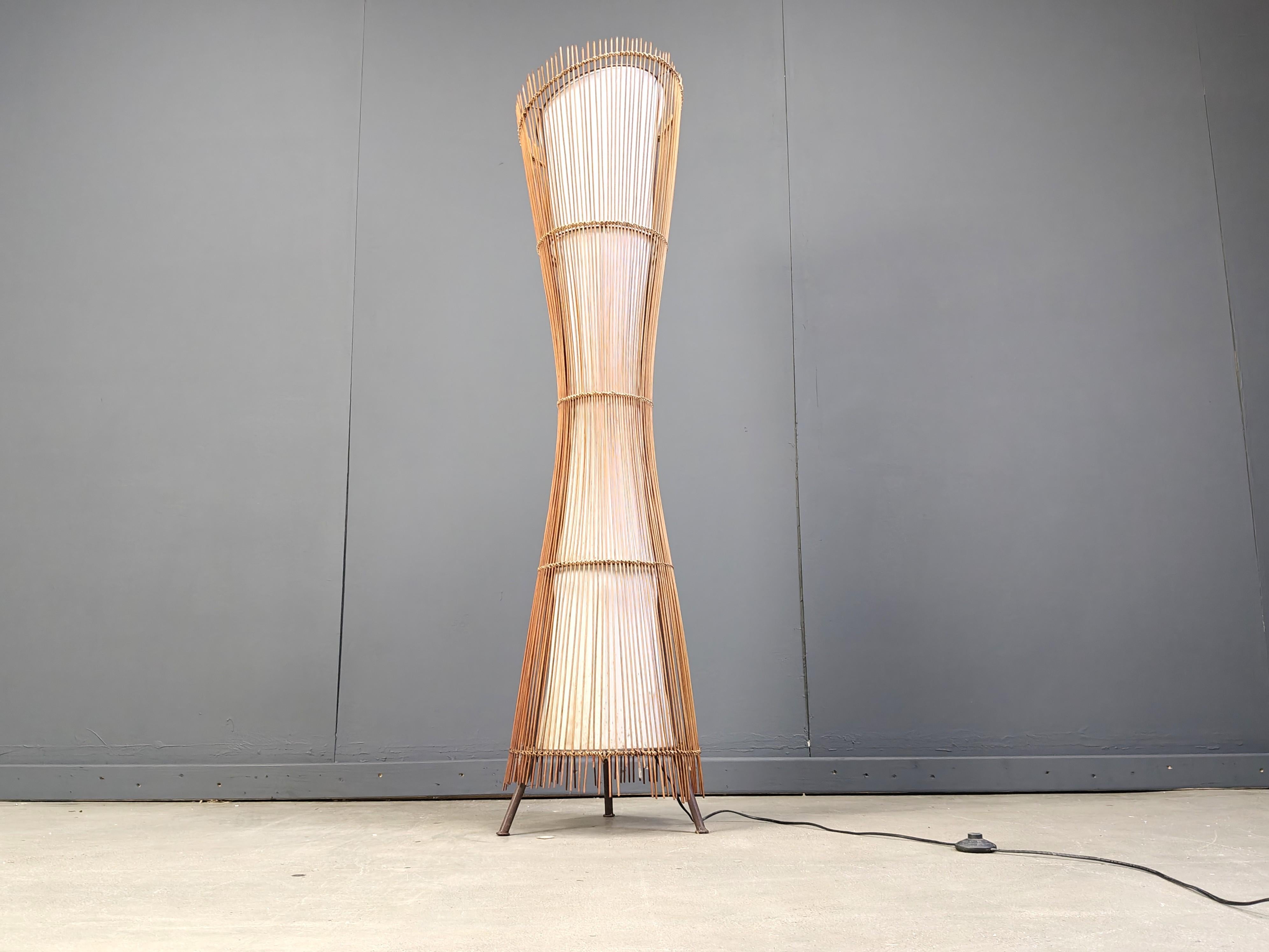 Vintage italian bamboo floor lamp, 1960s For Sale 1