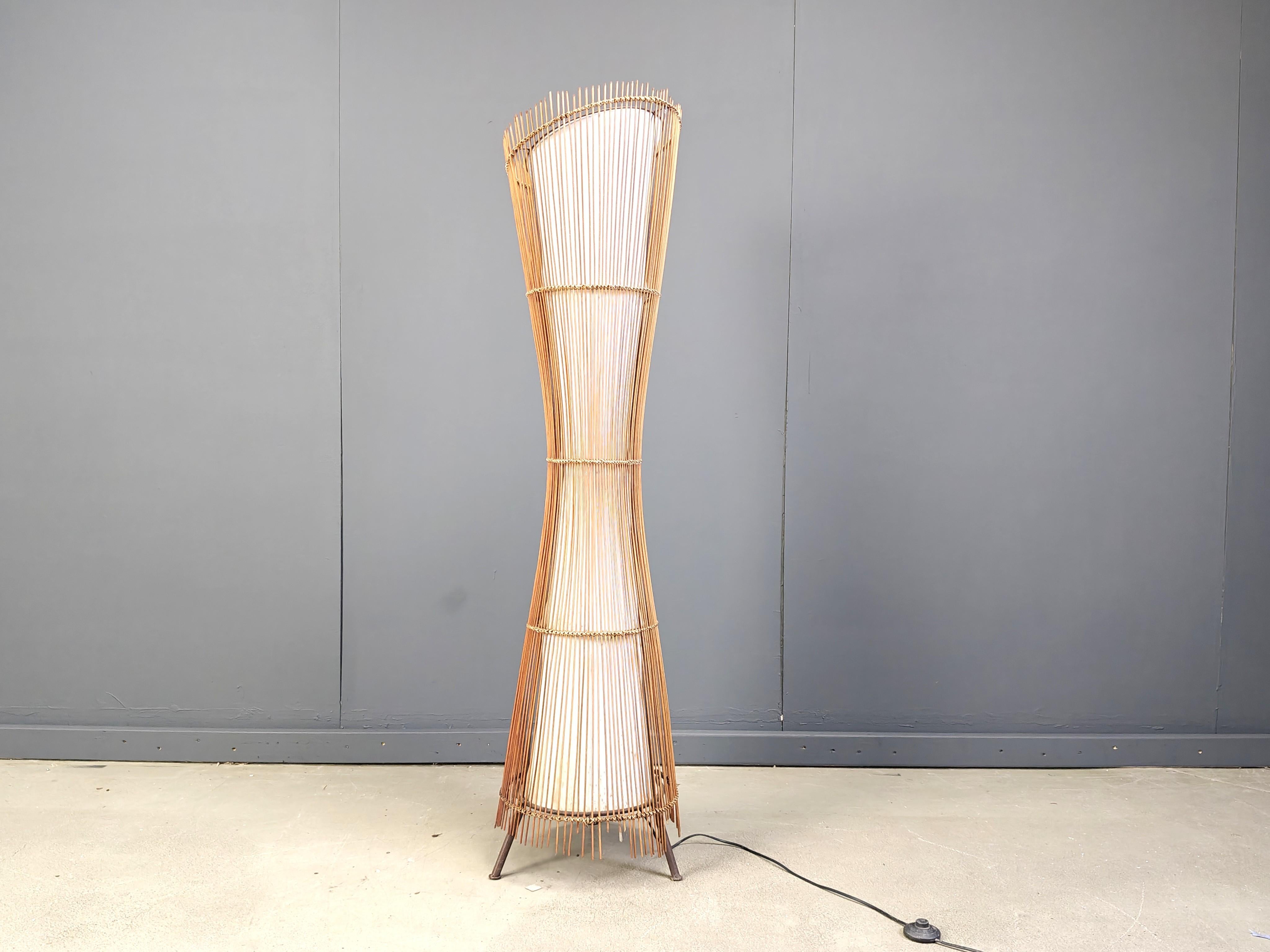 Vintage italian bamboo floor lamp, 1960s For Sale 2