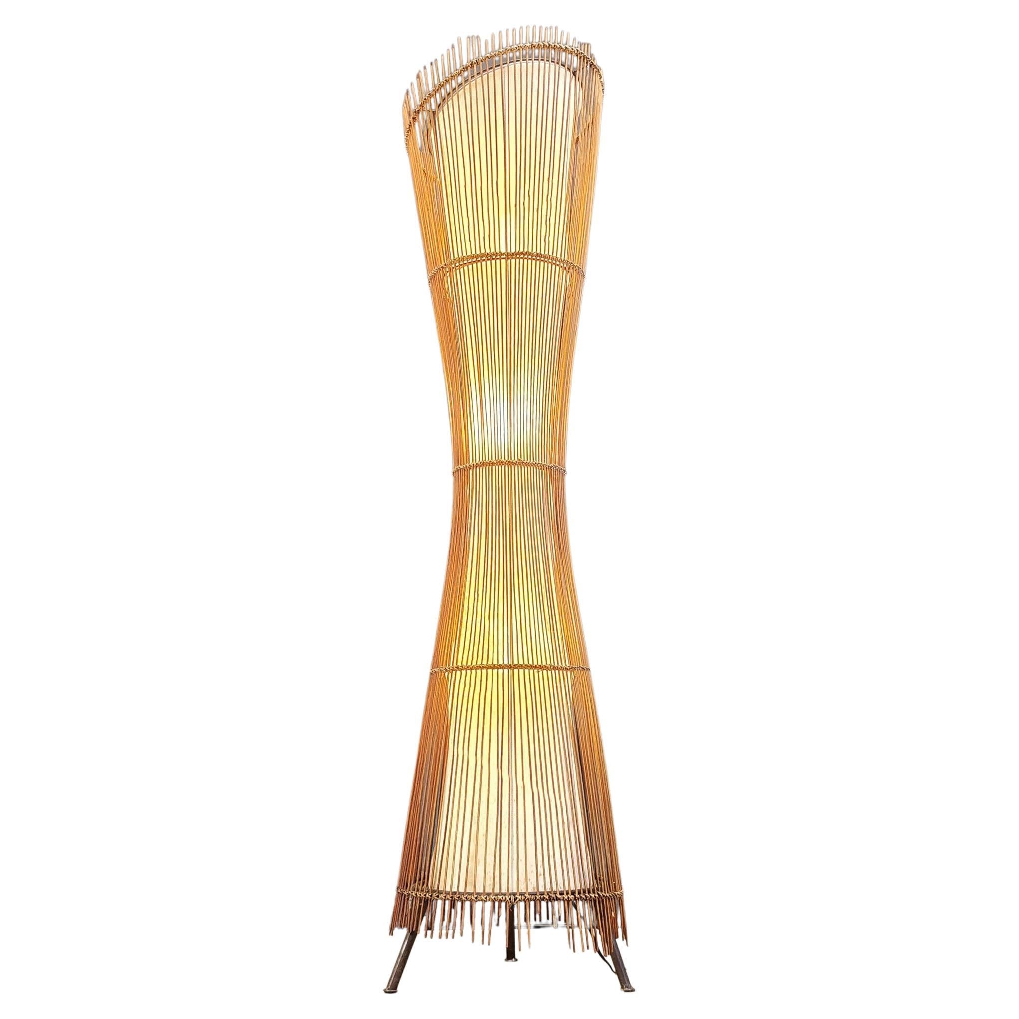 Vintage italian bamboo floor lamp, 1960s