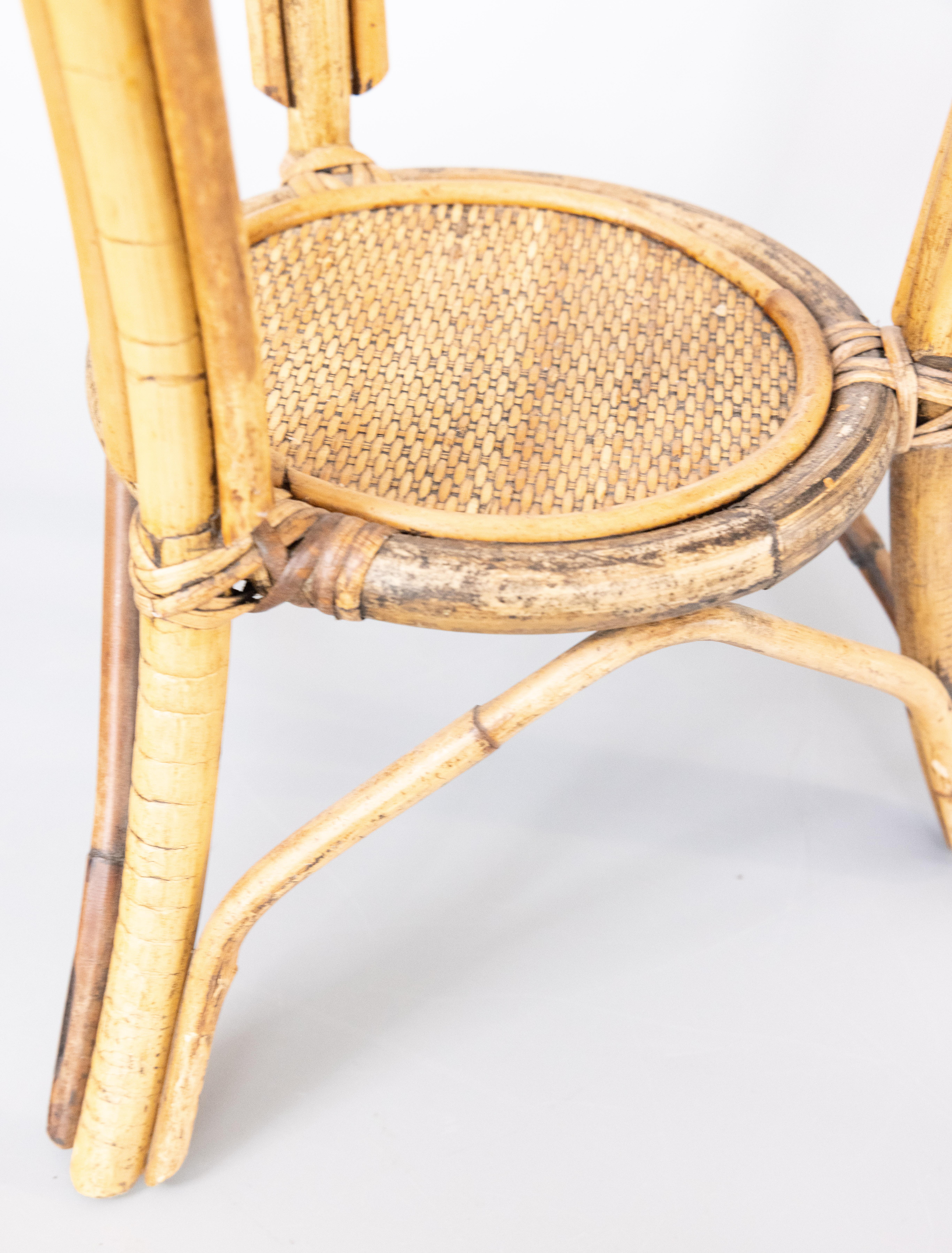 Vintage Italian Bamboo & Rattan 2 Tier Pedestal Display Plant Stand, ca. 1960 im Zustand „Gut“ im Angebot in Pearland, TX