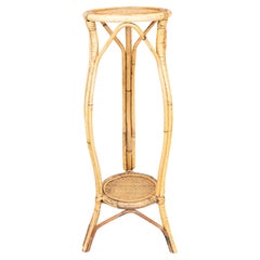 Jardinera italiana vintage de bambú y ratán, 2 niveles, circa 1960