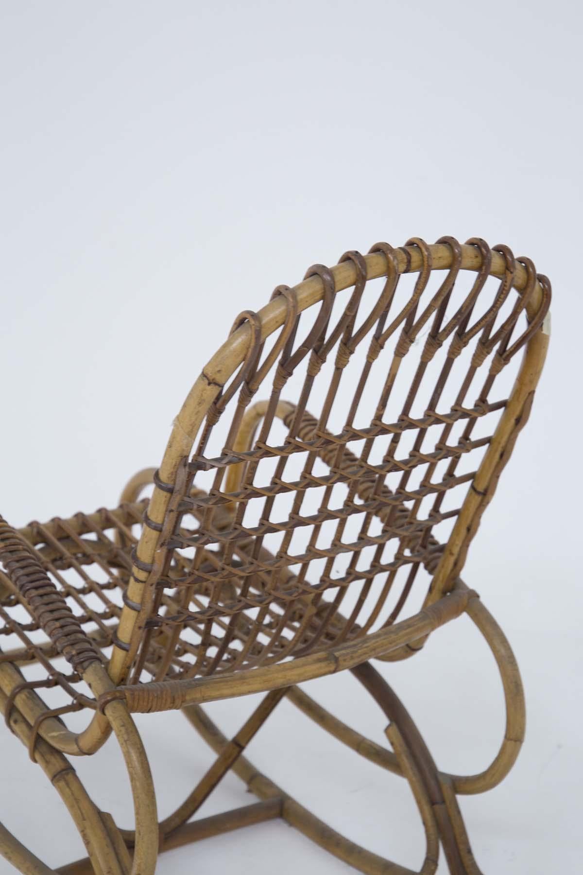Vintage Italian Bamboo Rocking Chair For Sale at 1stDibs