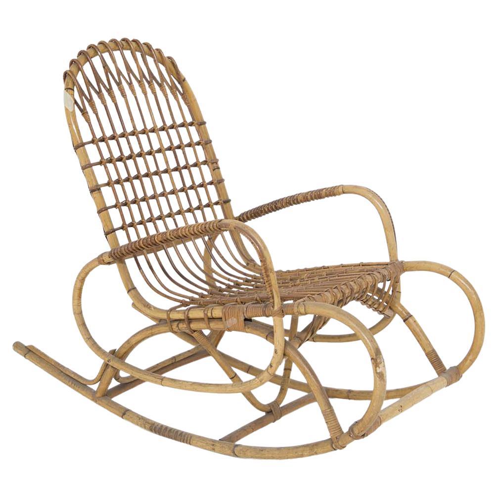 Vintage Italian Bamboo Rocking Chair