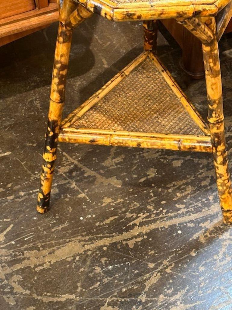 Vintage Italian Bamboo Side Table In Distressed Condition For Sale In Dallas, TX