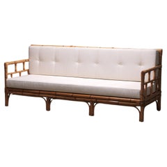 Vintage Italian Bamboo Sofa with Cushions from the 1970s