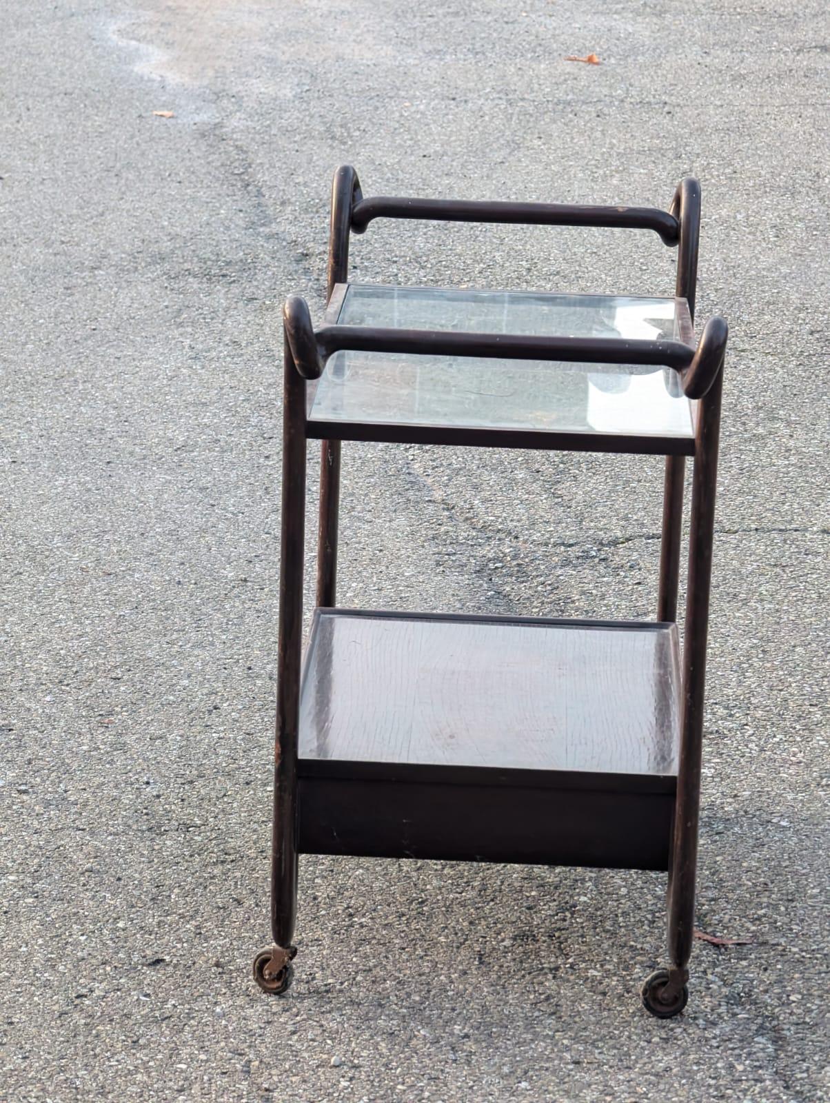 Carrito de bar italiano vintage Vidrio en venta