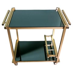 Vintage Italian Bar Cart Made Of Anodized Aluminum And Smoked Mirrors