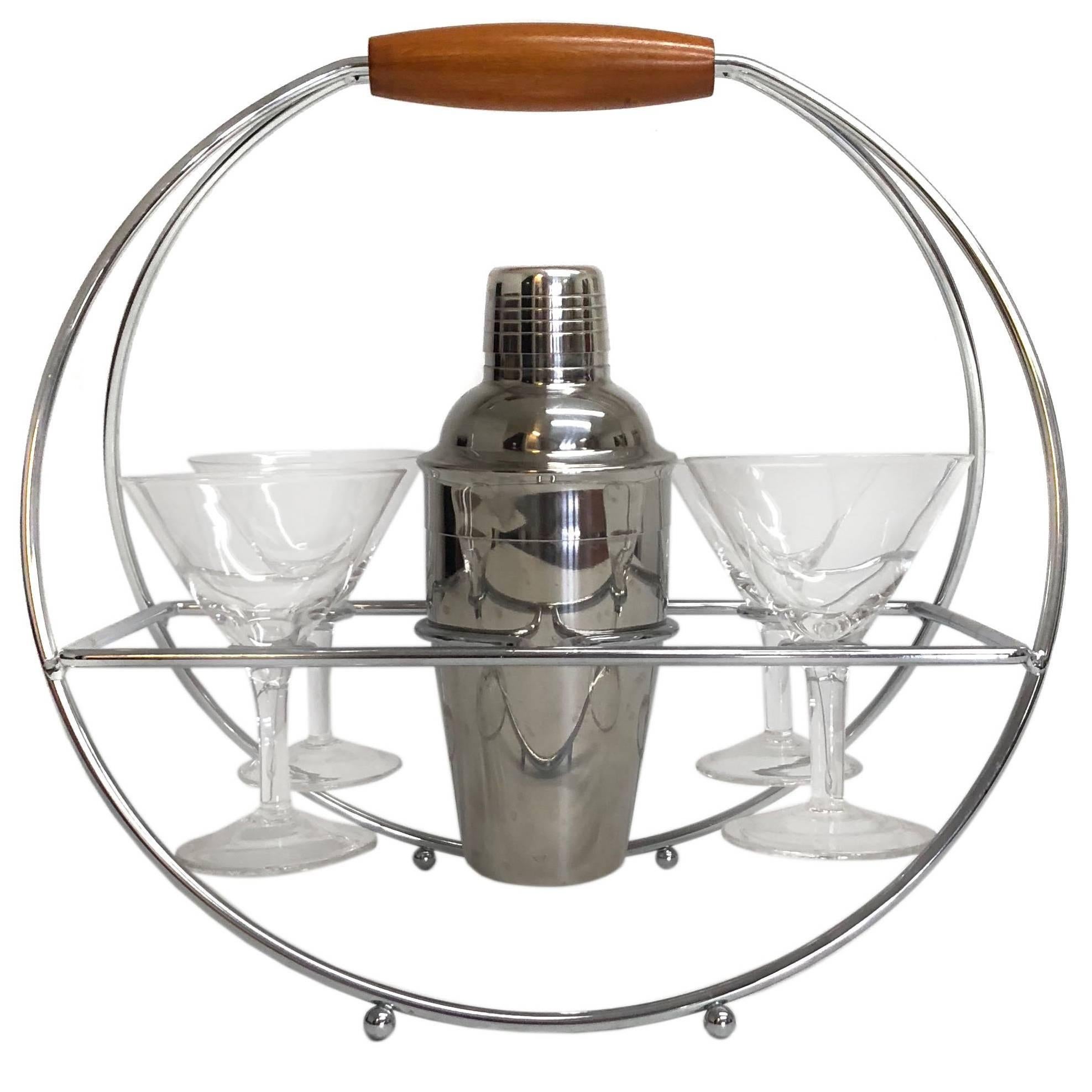 Vintage Italian Bar Set in the Manner of Alessi For Sale