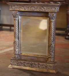 Vintage Italian Baroque Carved Giltwood Wall Mirror