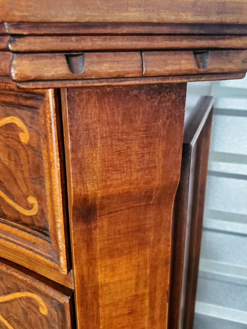 20th Century Vintage Italian Baroque Marquetry Burled Walnut Chest of Drawers