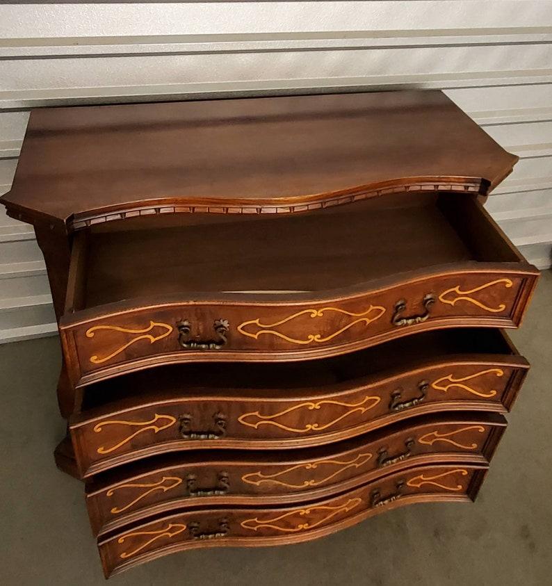 Vintage Italian Baroque Marquetry Burled Walnut Chest of Drawers 4