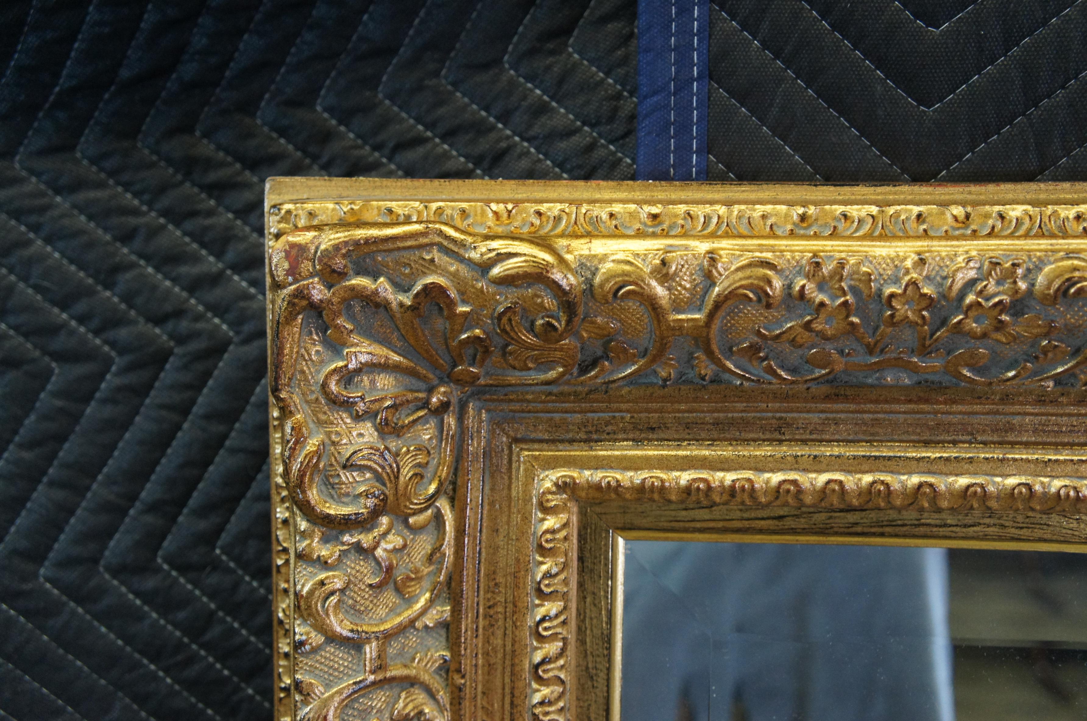 20th Century Vintage Italian Baroque Style Beveled Glass Gold Framed Wall Hanging Mirror 44