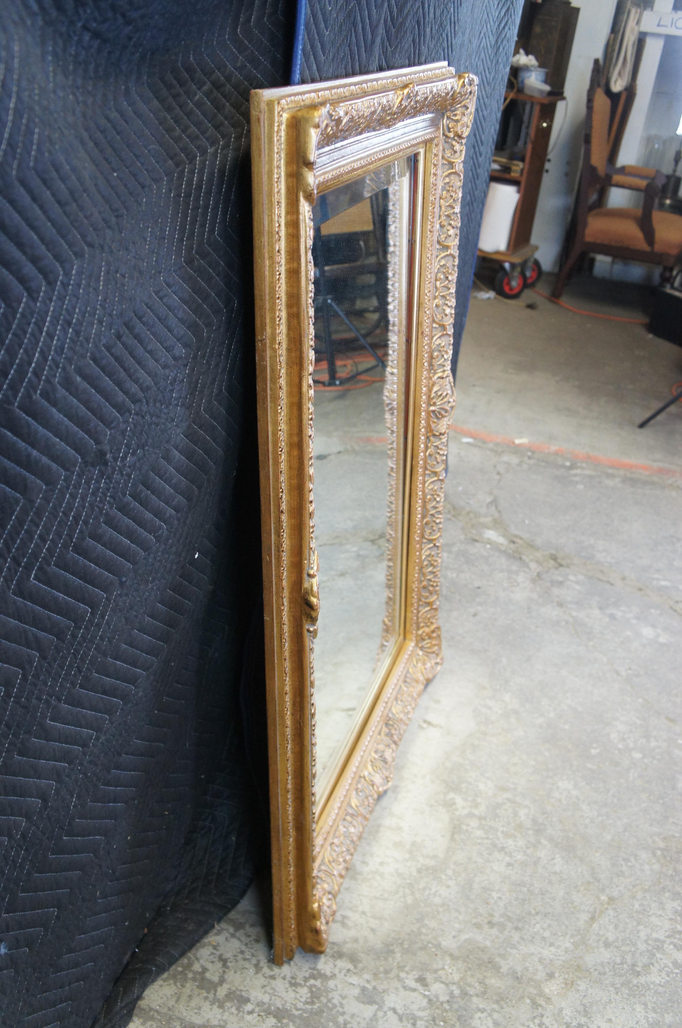 Vintage Italian Baroque Style Beveled Glass Gold Framed Wall Hanging Mirror 44