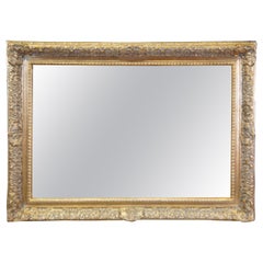 Vintage Italian Baroque Style Beveled Glass Gold Framed Wall Hanging Mirror 44"