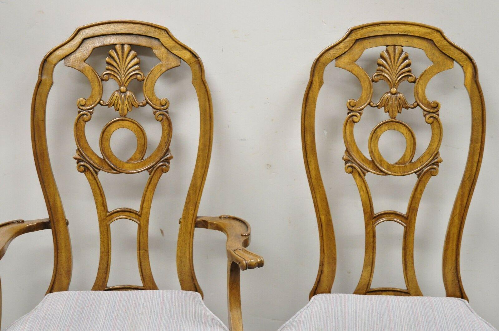 Vintage Italian Baroque Style Carved Wood Dining Chairs, Set of 6 In Good Condition For Sale In Philadelphia, PA