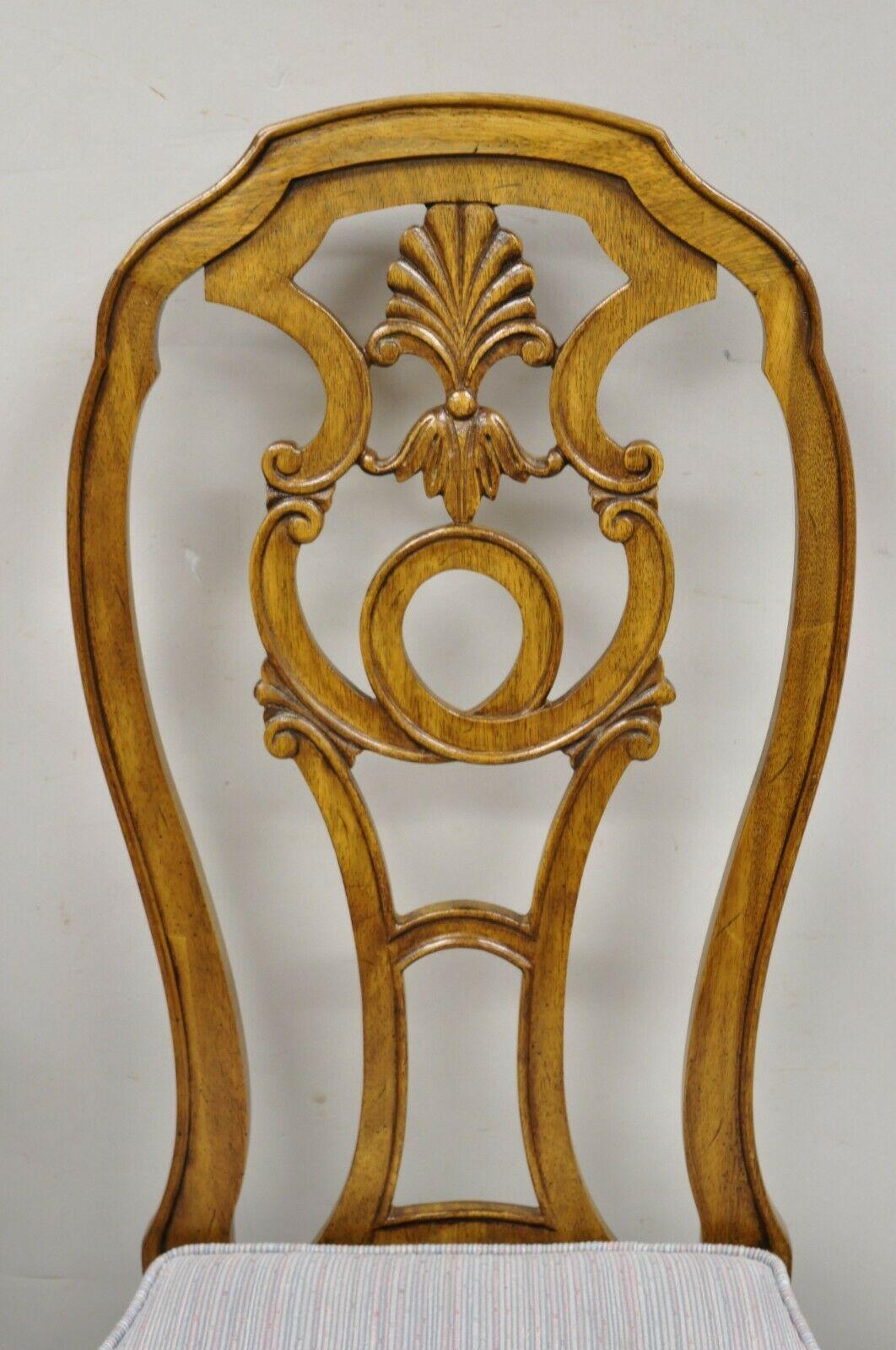 20th Century Vintage Italian Baroque Style Carved Wood Dining Chairs, Set of 6 For Sale