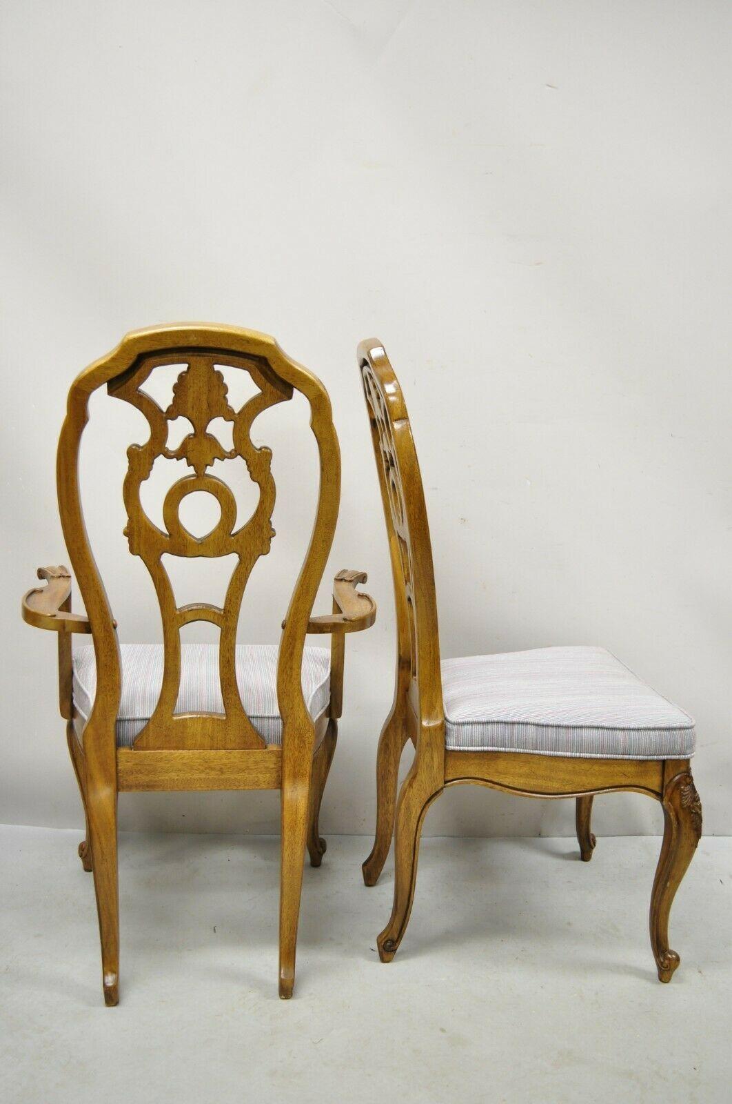 Vintage Italian Baroque Style Carved Wood Dining Chairs, Set of 6 For Sale 4