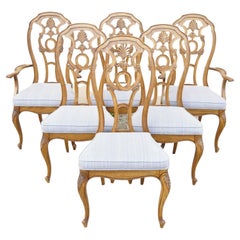 Used Italian Baroque Style Carved Wood Dining Chairs, Set of 6