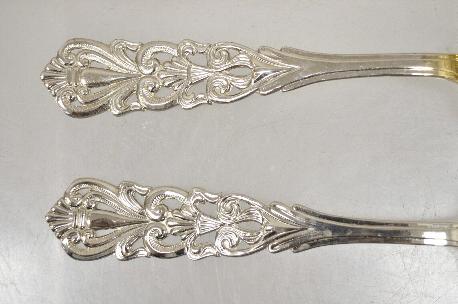 20th Century Vintage Italian Baroque Style EPNS Silver & Gold Plated Serving Spoon and Fork S For Sale
