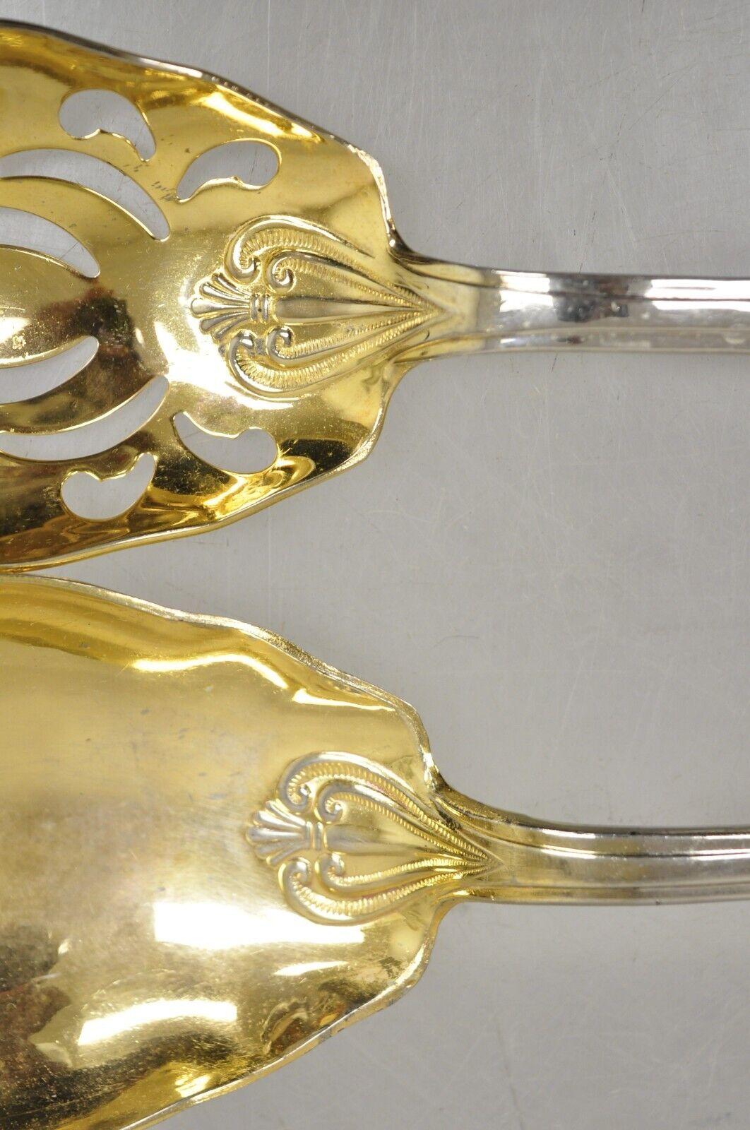 Vintage Italienisch Barock Stil EPNS Silber & Gold vergoldet Servierlöffel und Gabel S im Angebot 1
