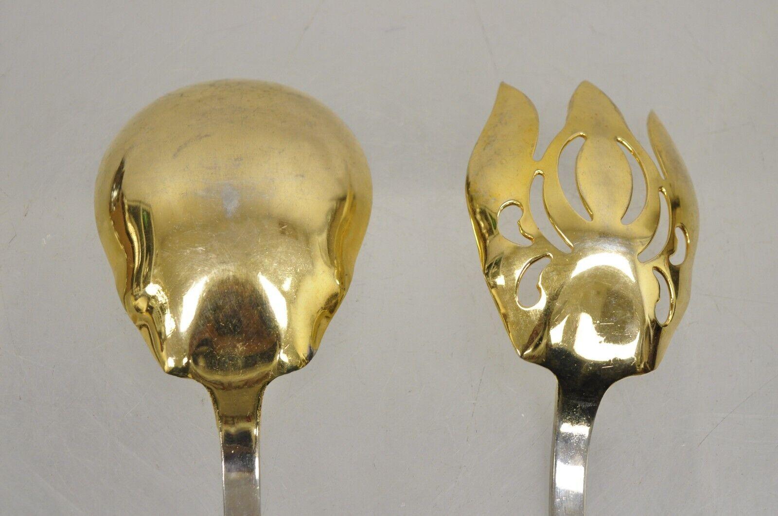 Vintage Italian Baroque Style EPNS Silver & Gold Plated Serving Spoon and Fork S For Sale 2
