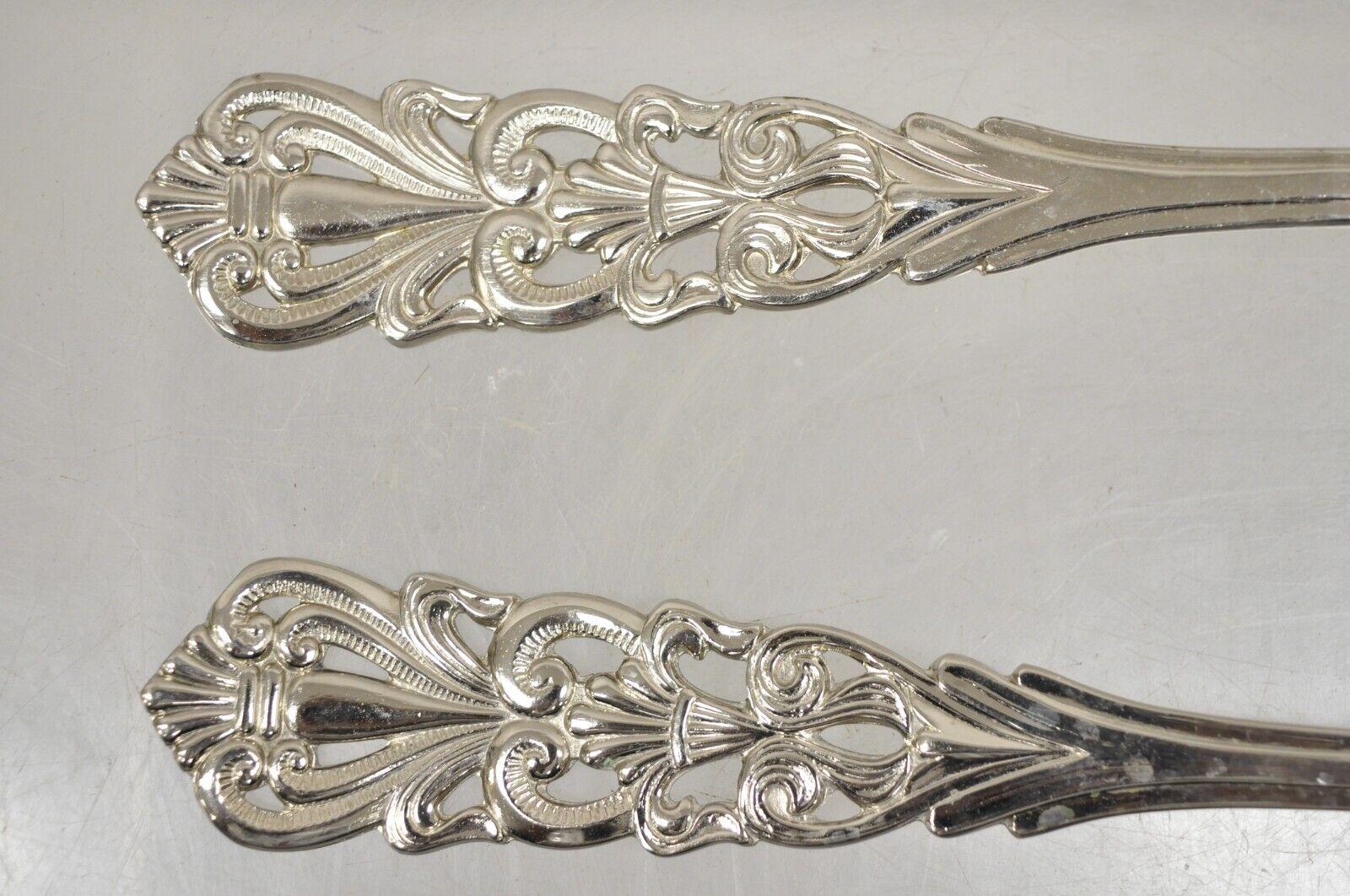 Vintage Italian Baroque Style EPNS Silver & Gold Plated Serving Spoon and Fork S For Sale 3