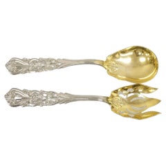 Vintage Italian Baroque Style EPNS Silver & Gold Plated Serving Spoon and Fork S