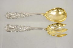 Vintage Italian Baroque Style EPNS Silver & Gold Plated Serving Spoon & Fork Set