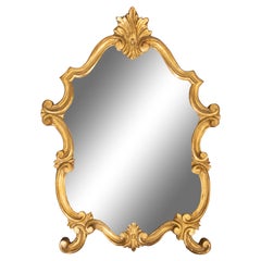 Miroir italien vintage de style baroque en bois doré, vers 1950