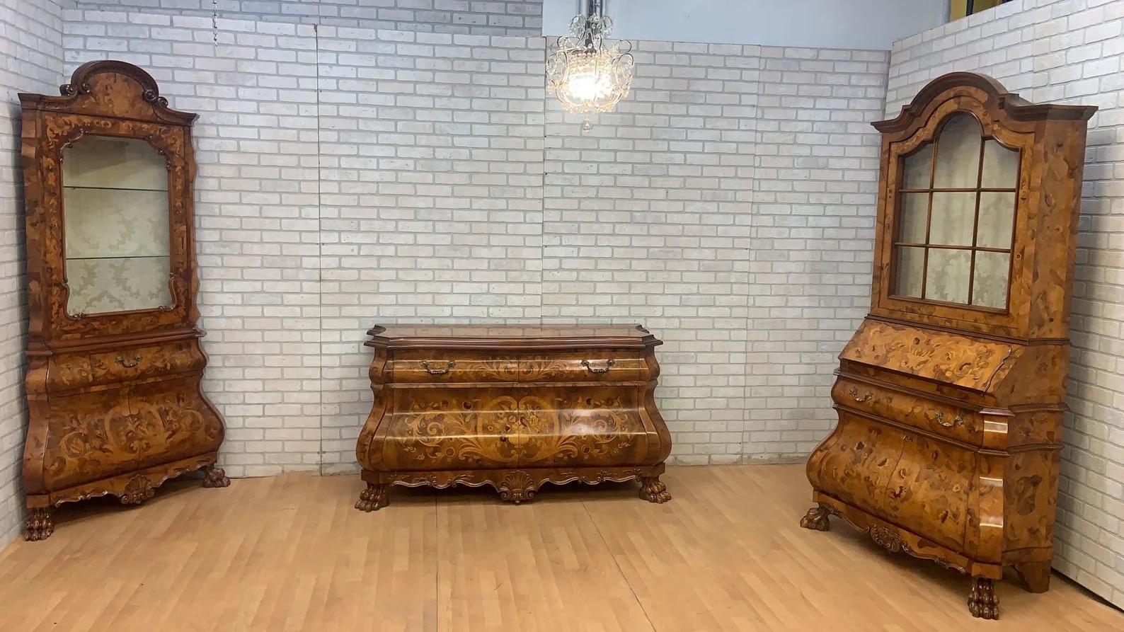 Vieille armoire de rangement de style baroque italien avec marqueterie incrustée en vente 1