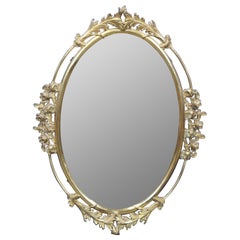 Vintage By in stile barocco italiano Specchio da parete ovale ornato in ottone con rose