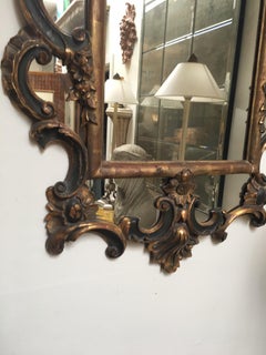 Espejo de Pared Vintage Estilo Barroco Italiano Dorado Decorado con Cabezas de Flores