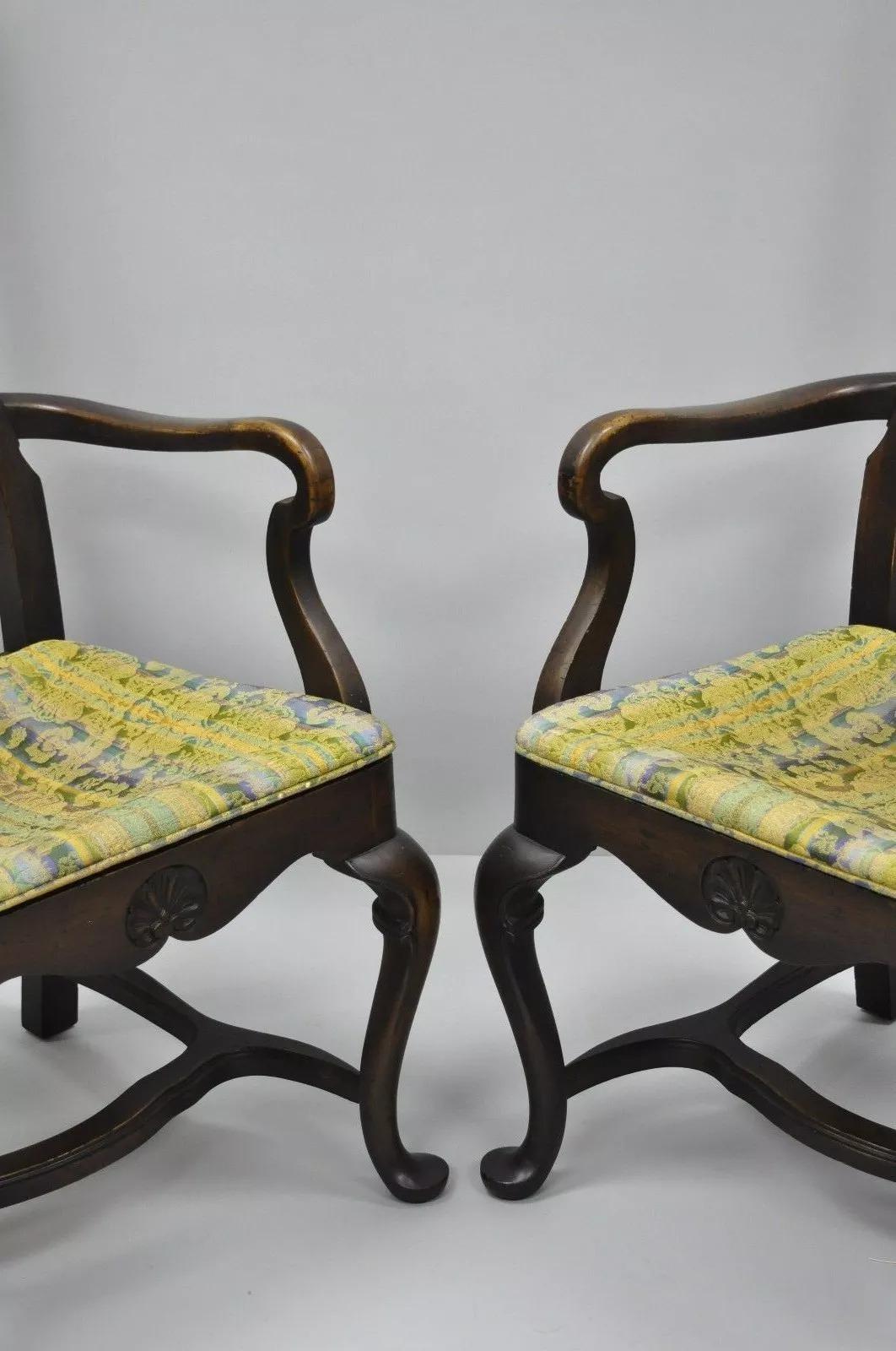 Paire de fauteuils de salle à manger à haut dossier de style rococo suédois baroque italien vintage en vente 4