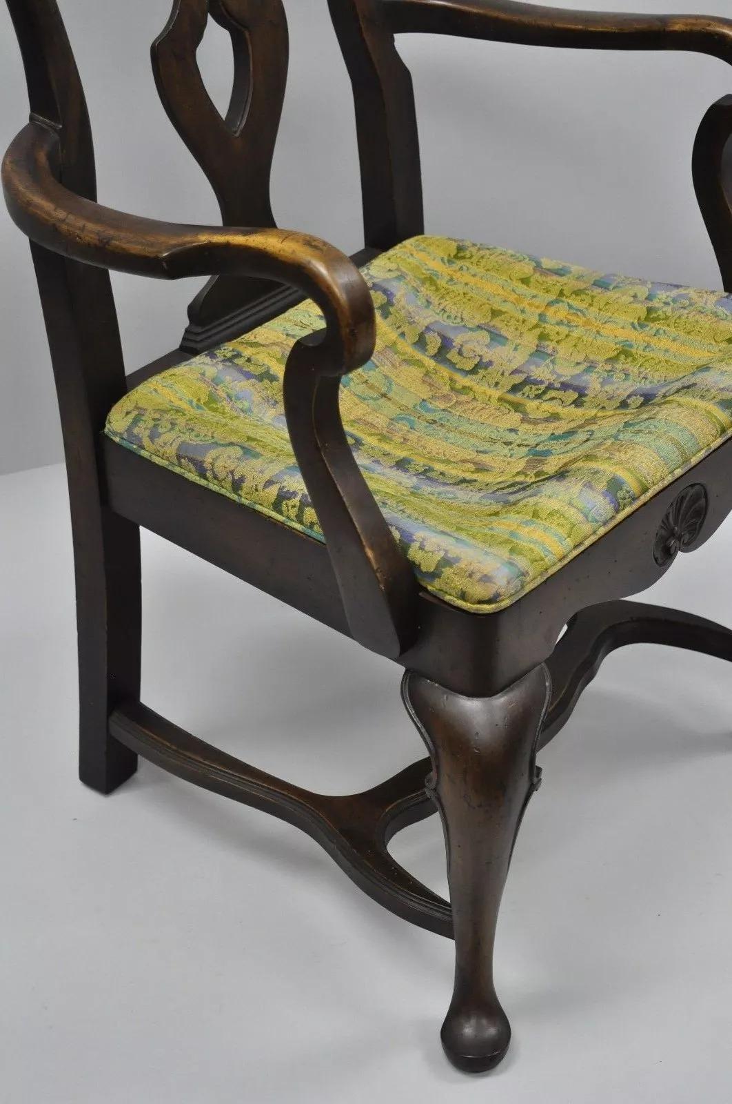 20ième siècle Paire de fauteuils de salle à manger à haut dossier de style rococo suédois baroque italien vintage en vente