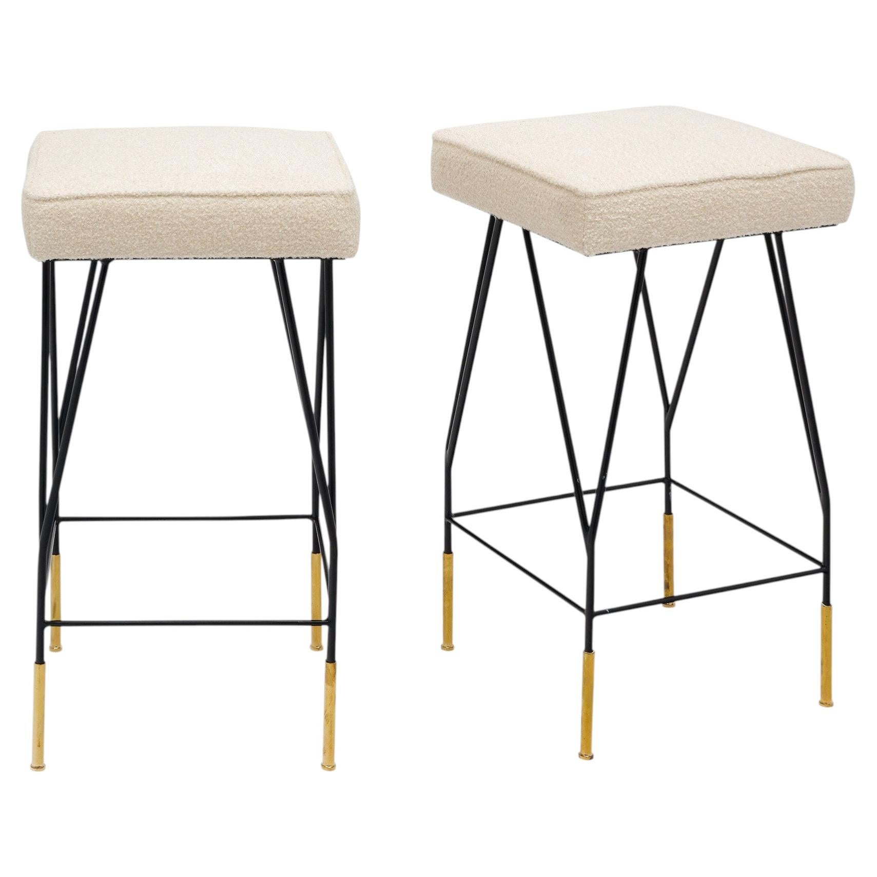 Vintage Italian Barstools by Carlo di Carli, Brass & Steel, 1980