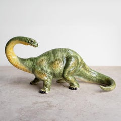 Vintage Italian Bassano Ceramic Dinosaur Sculpture - Pottery Brontosaurus Figure
