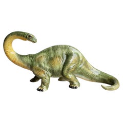 Vintage Italian Bassano Ceramic Dinosaur Sculpture - Pottery Brontosaurus Figure