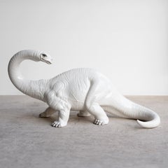 Vintage Italian Bassano Ceramic Dinosaur Sculpture - White Pottery Brontosaurus