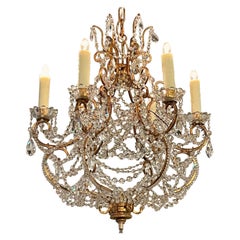 Vintage Italian Beaded Basket Chandelier