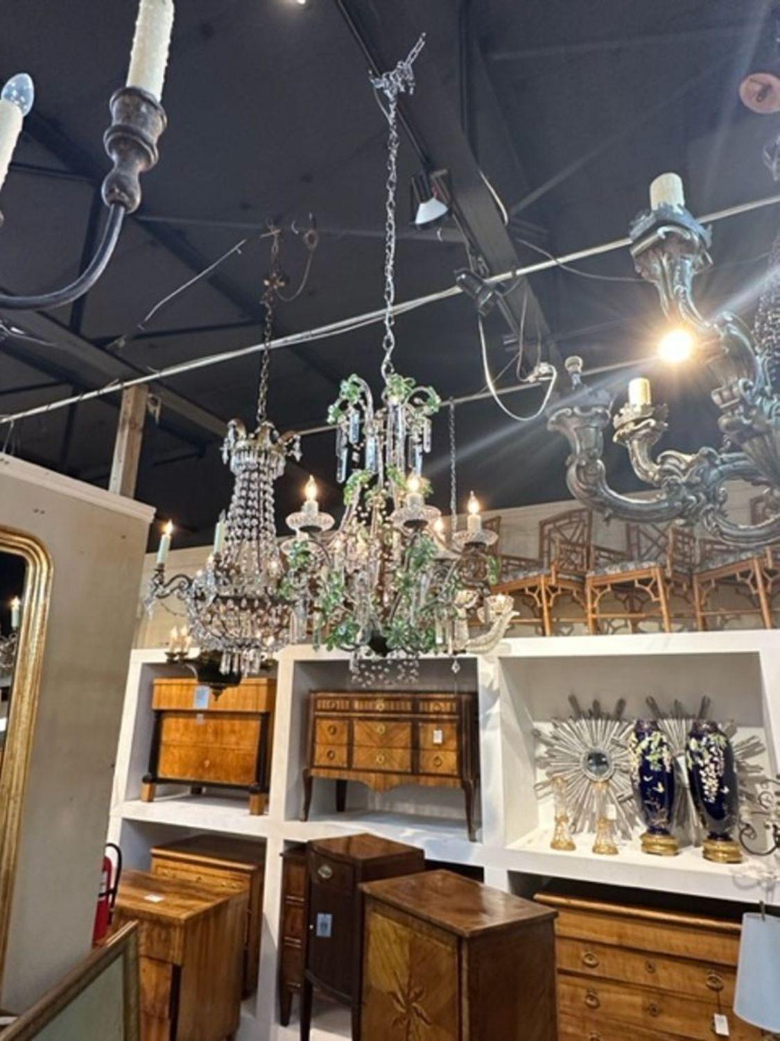 green beaded chandelier