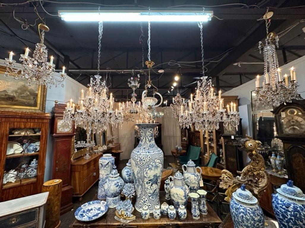 Vintage Italian Beaded Crystal Chandeliers with 16 Lights In Good Condition For Sale In Dallas, TX