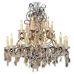 Lámparas italianas vintage de cristal con cuentas y 16 luces